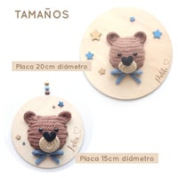 Image 2 of Placa de Madera Bebé Osito Tricotín /  Regalo Personalizado Bebé