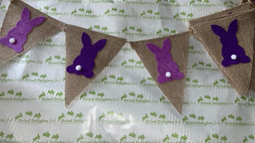Image of Handmade hessian bunny bunting (customs colours available)