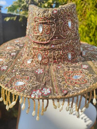 Image 6 of Dolly cowboy hat - recycled sari fabric gold silver