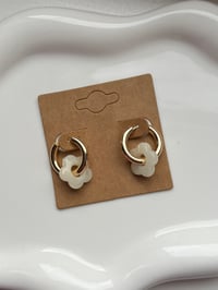 Image 2 of White Flower Huggies 18k Gold Plated