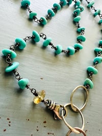 Image 10 of gorgeous turquoise nugget necklace with opal pendant
