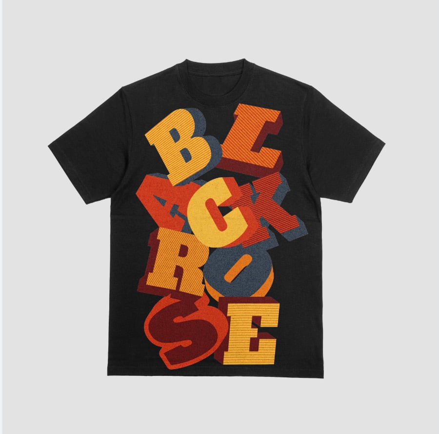 Image of BLACK ROSE SCRAMBLE TEE (BLACK)