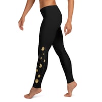 Image 3 of Black and Gold Lunar Inspired Celestial Leggings