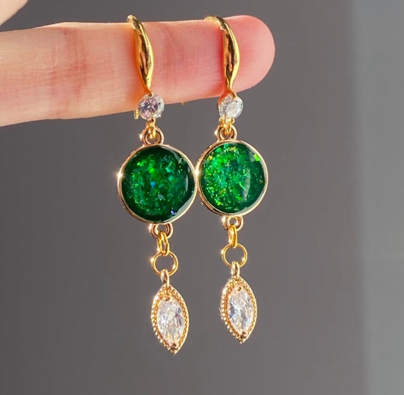 Image of Bright Green Sky Hook Earrings🌞