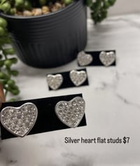 Silver heart flat studs 