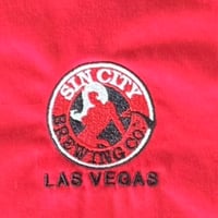 Image 2 of 90s Retro Style Sin City Las Vegas Black + Red Men’s Button Up Shirt - Size L 