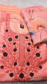 Image 4 of KSV810142-3Pcs Soft Maslin Flower Print Kurtha Set