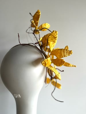 Image of Yellow handmade raffia flowers headpiece SOLD