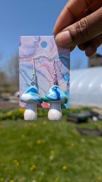 Image 2 of Speckled Earth Swirl Mushroom Dangles 