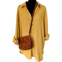 Image 1 of Yellow Tahari Linen Button Up Shirt Dress Tunic - Size L -Beach 