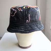 Image 2 of Reworked Reversible Bucket Black Silk Dragon Embroidery L 23"