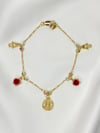 Dangle Roses X Virgin Mary X Hamsa 14K Gold Plated Chain Bracelet 