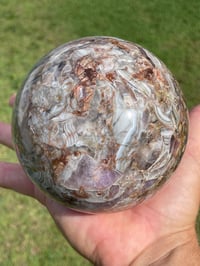 Image 11 of Amethyst With Mexican Lace Agate Sphere  #594