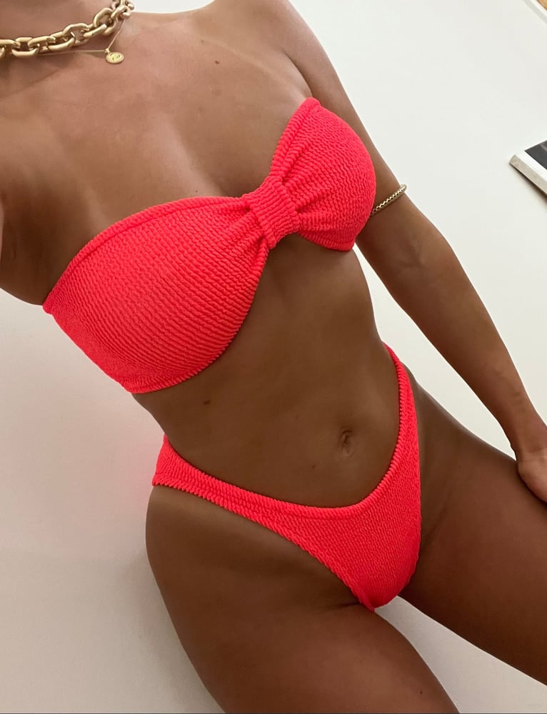Image of Neon Coral Crinkle Sweetie Bikini