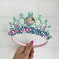 Image 3 of Mermaid tiara crown with Pearls and shell embellishments 