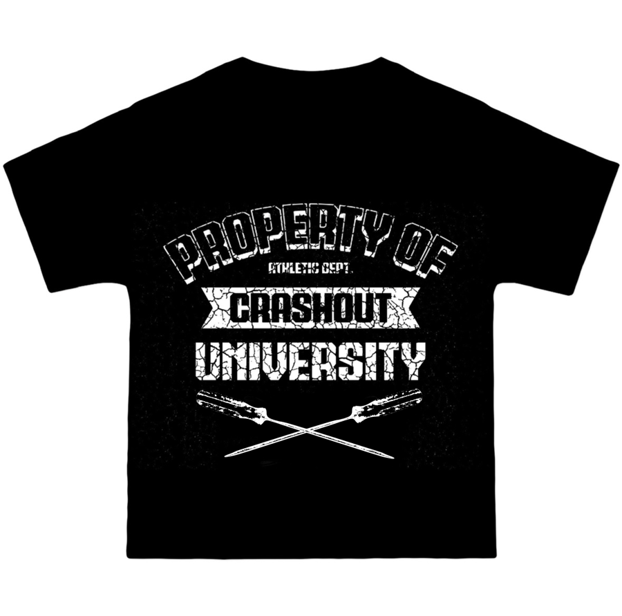 Image of CRASHOUT UNIVERSITY TEE BLACK