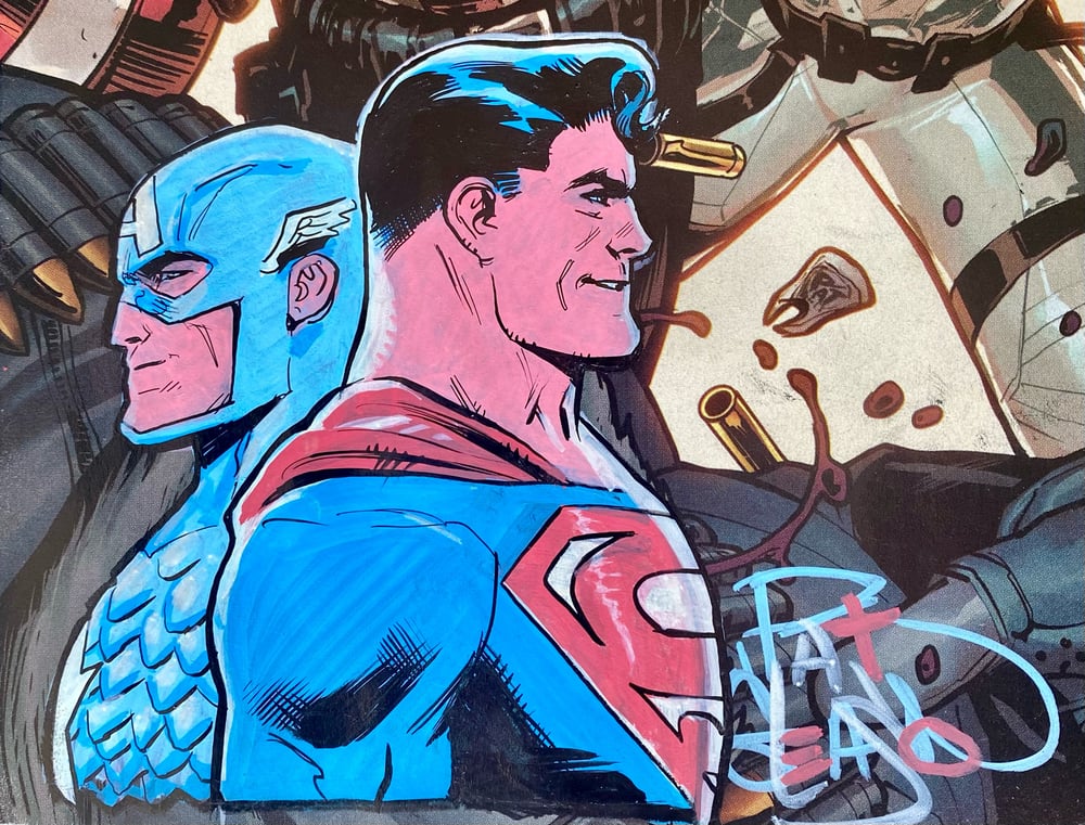 Image of SUPERMAN AND CAPTAIN AMERICA TEAM-UP! Gleason 2x Remarque  