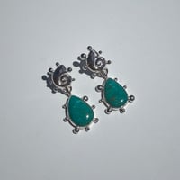 Image 1 of BEAD SHELL TURQUOISE EARRINGS 
