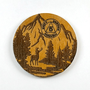 Image of Personalized Wooden Sobriety Coin: AA / NA Anniversary Gift