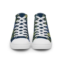 Image 9 of Art Nouveau Inspired Blue Boho Floral Sketch Women’s high top canvas shoes