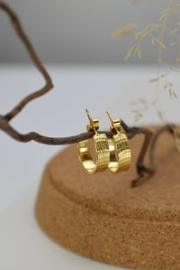 Image 2 of Gold Vermeil Hoop Earrings with Organic Texture
