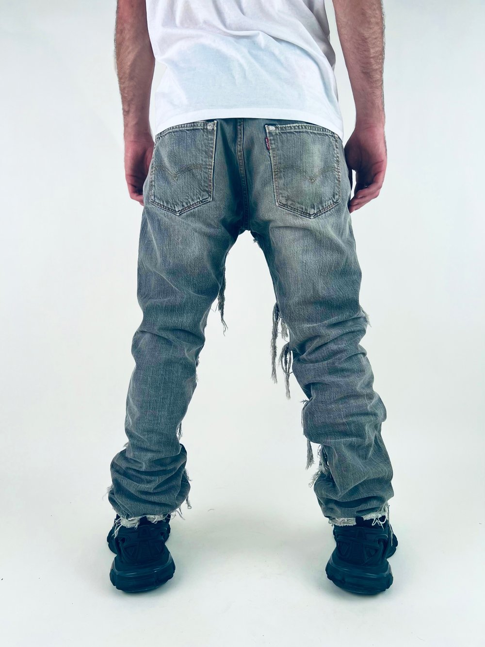 Double trashed dark denim