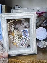 Image 4 of Baby dove 14k vintage crystal rosary, rare pink Himalayan quartz cluster 