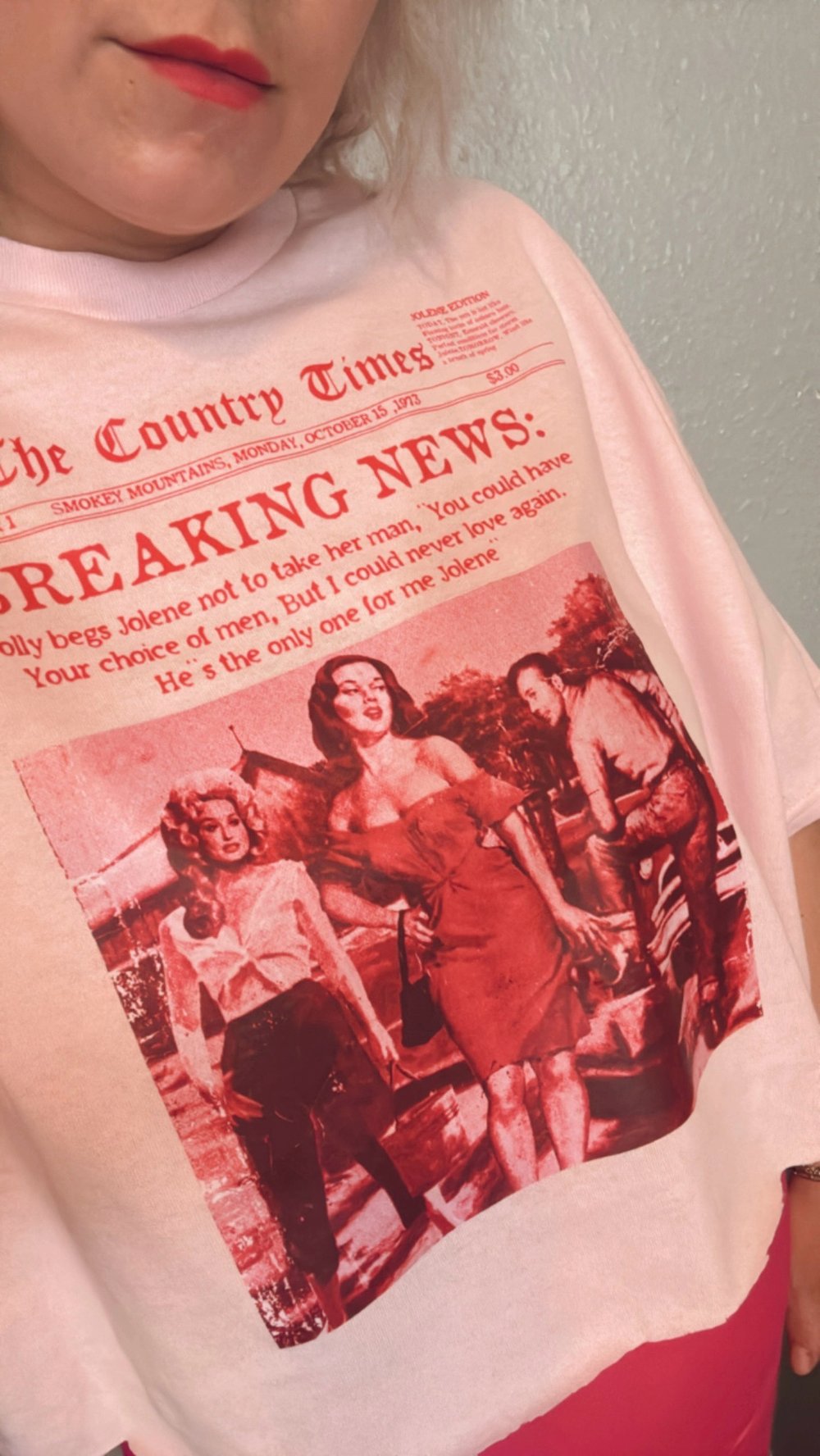 Image of Jolene Newspaper Print Tee