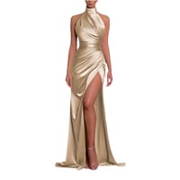 Image 4 of Satin Halter Dress 