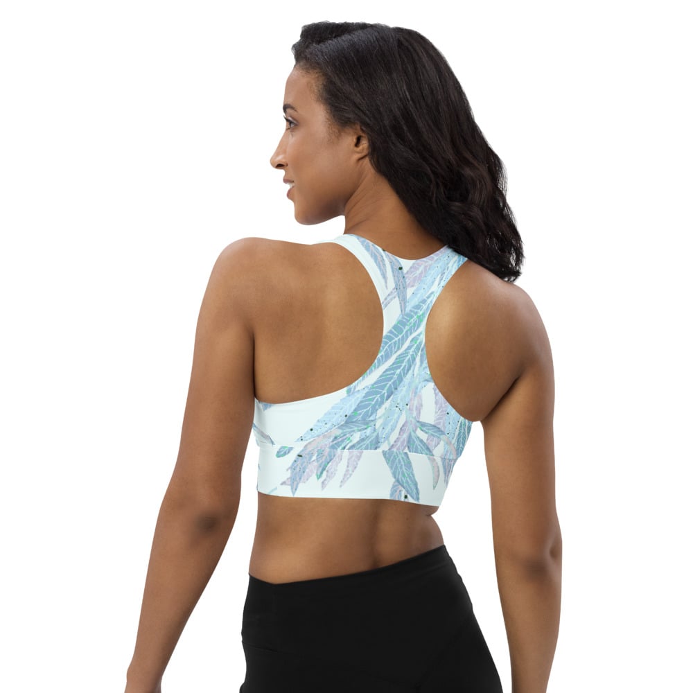 Image of Willow leafs blu blu Longline sports bra