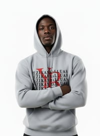 Image 4 of YB Heather Grey Stacked Print Logo Pullover Hoodie 