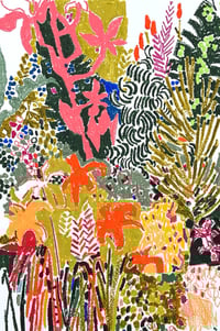 Image 2 of Botanical garden II , an original unframed oil pastel drawing 