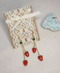 Image 3 of Strawberry Dangle Earrings / Gold
