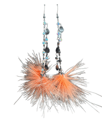 Cantaloupe Caribou Fur Pompom earrings 