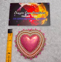 Image 6 of Hand Painted/Polished Pink Heart Beaded Earrings