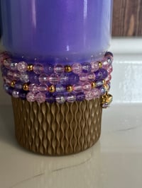 Image 4 of Glinda Inspired Pink & Purple Tumbler Bracelet Stack | Wizard-Inspired Cup Charm Set