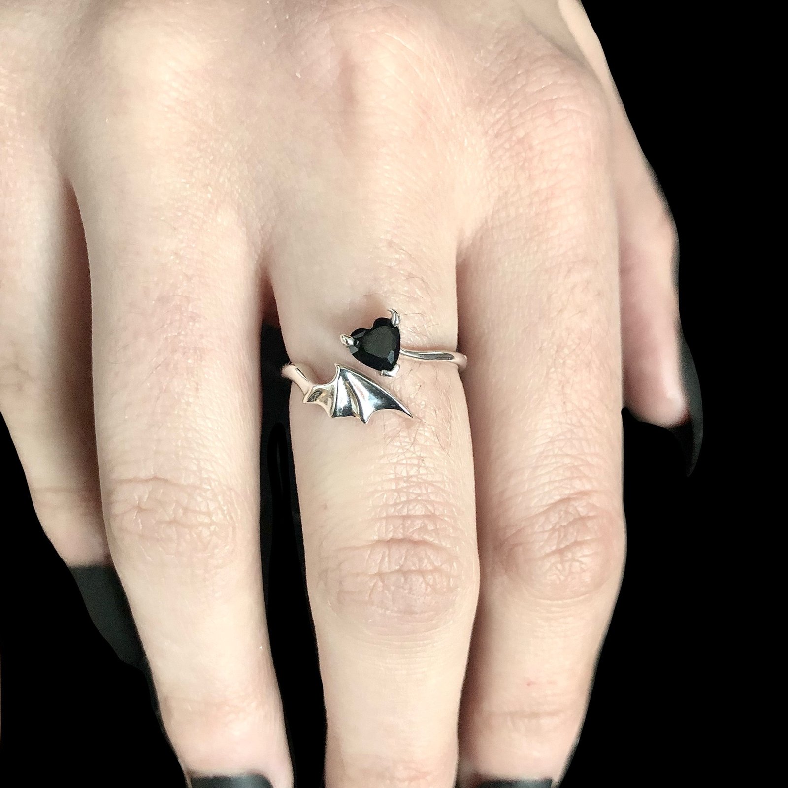 Sterling Silver Bat Wing Ring