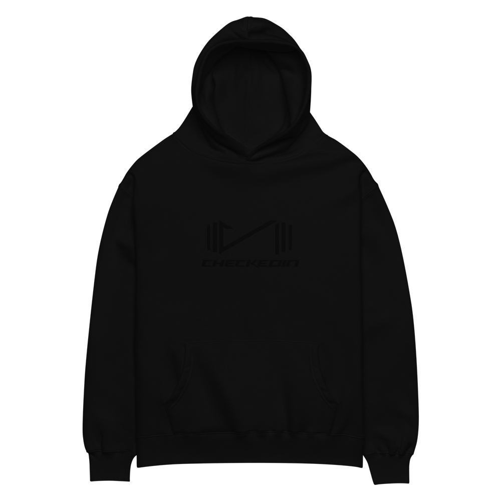 Image of Checkedin Black on Black Oversized Hoodie *Exclusive