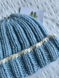 Image 2 of Ribbed knit beanie in baby blue