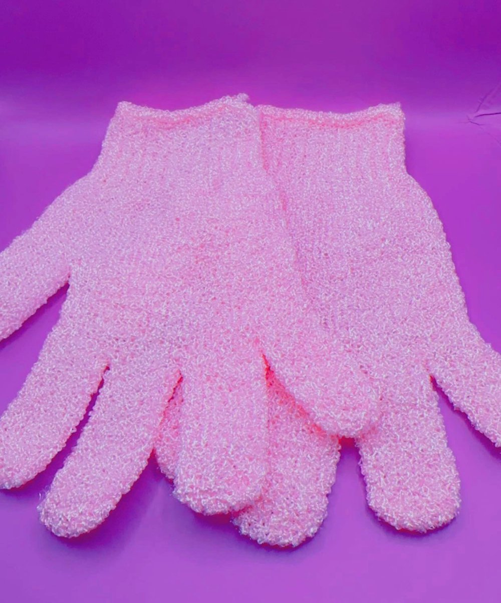 Image of Pink exfoliating gloves 