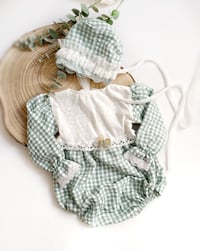 Image 2 of Sitter photoshoot set | Audrey | age 12 months | sage plaid