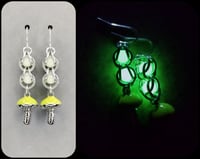 Image 1 of Glow-in-the-Dark Neon Green Mushroom Earrings