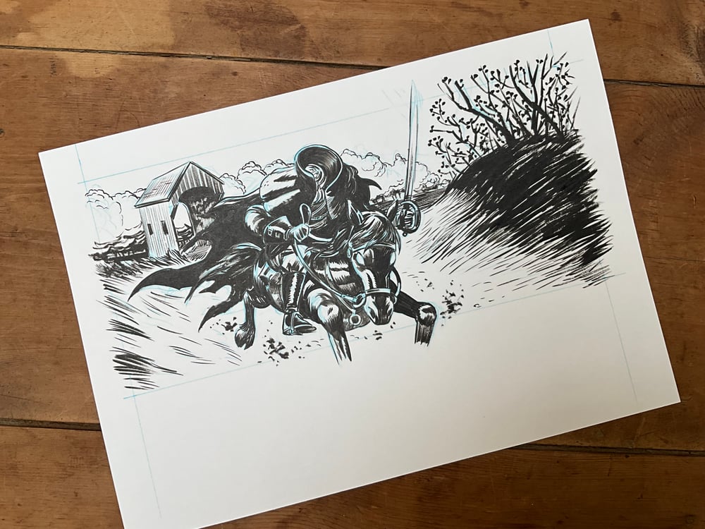 Image of Headless horseman. Original art for the witchcraft game