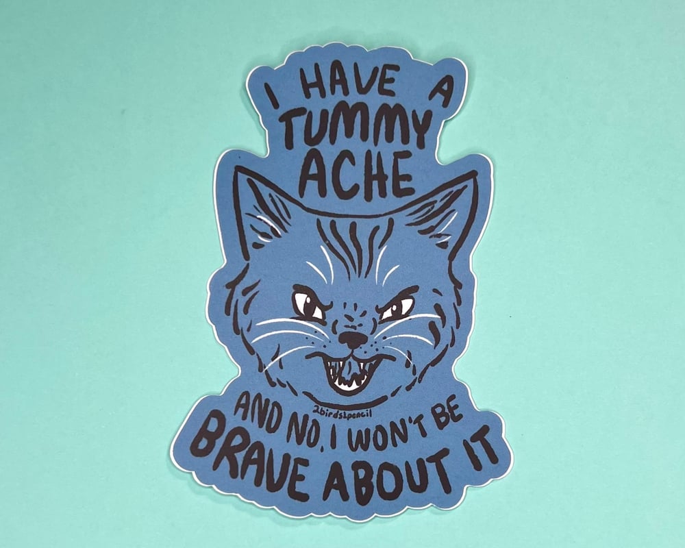 Image of Tummy ache cat vinyl sticker