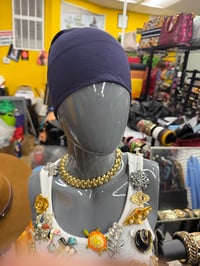Image 2 of 3-Piece Navy Blue Rhinestone Hijab Set – Matching Undercap & Scarf