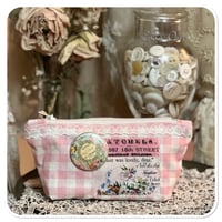 Image 6 of tiny slow stitch sewing pouch full of haberdashy supplies