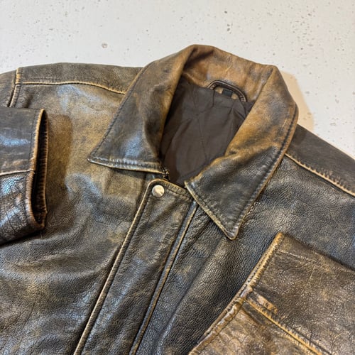 Image of 1990s Cropped Heavyweight Leather Jacket, Size Large