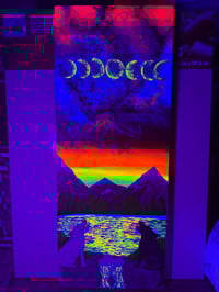 Image 2 of “Two Wolves” original 12inx36in painting