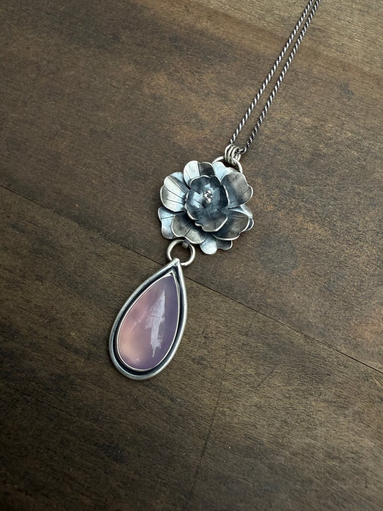 Image of Begonia Flower Natural Chalcedony Necklace