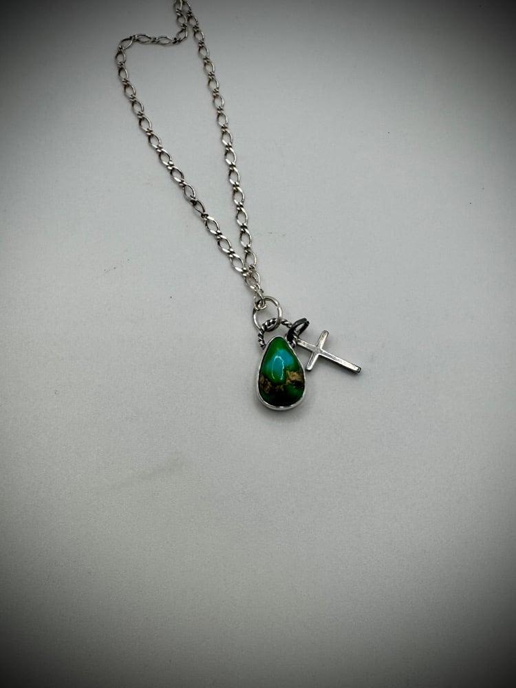 Image of Dainty Sonoran Gold & Cross Necklace